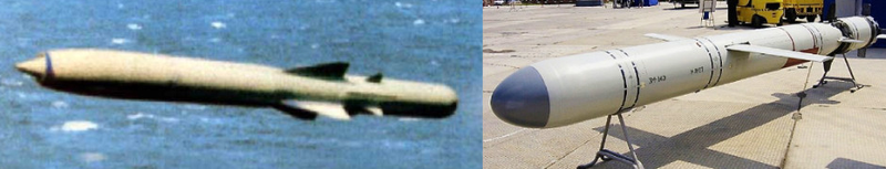 Oniks anti-ship missile and Kalibr land attack cruise missile.